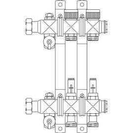 Комплект гребенок Oventrop (Овентроп) из инстр. стали 1" для нап. отопл. 1-4 л/мин с измерителем расхода | 1404152